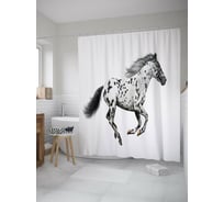 Штора (занавеска) для ванной JoyArty "Бегущий конь" из сатена, 180х200 см с крючками, sc_39328