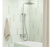 Смеситель термостатический для ванны со стойкой и тропической лейкой IDDIS Brent BRESBTHi06