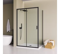 Душевой уголок Mebelvann 120x90 см черный профиль прозрачное стекло 6 мм BEN_903_BL_C_1950x1200x900
