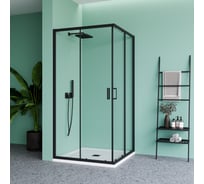 Душевой уголок Mebelvann 90x90 см черный профиль прозрачное стекло 6 мм BEN_901_BL_C_1950x900x900