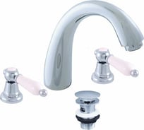Смеситель для умывальника RavSlezak MORAVA RETRO на три отверстия, донный клапан MK533.5