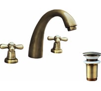 Смеситель для умывальника RavSlezak MORAVA RETRO на три отверстия, донный клапан MK133.5SM