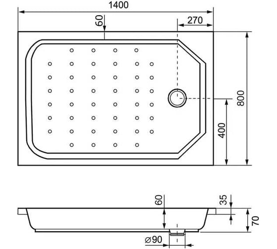Душевой поддон RGW STYLE 80x140x6 мм, h3.5, прямоугольный, 90 мм (FW5-8 + сифон в комплекте) 16183814-11