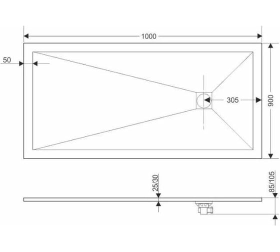Душевой поддон RGW ST-0109W 90x100x2.5 мм, белый, 90 мм, каменный (с решеткой) 16152910-001