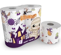 Туалетная бумага World Cart Helloween с рисунком, Kartika Collection, 3 слоя, 4 рулона/200 листов HLW-TT-01