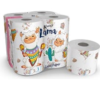 Туалетная бумага World Cart Лама с рисунком, Kartika Collection, 3 слоя, 8 рулонов/200 листов KGLAM-TT-03