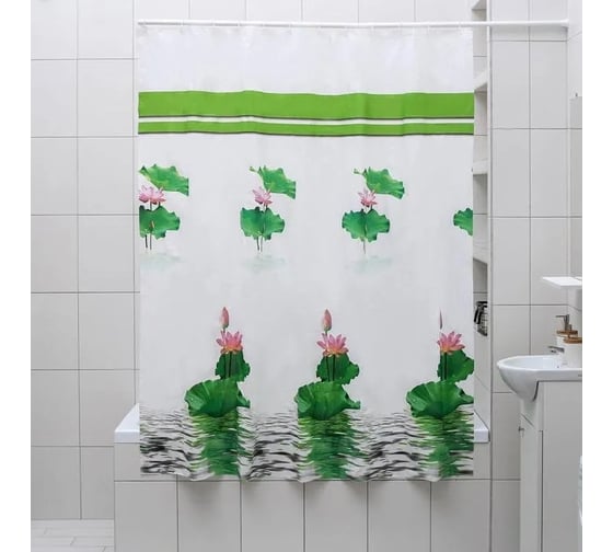 Штора для ванной Доляна Лотос 180х180 см, EVA 4329988 1