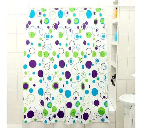 Штора для ванной Доляна Круги 180х180 см 605962