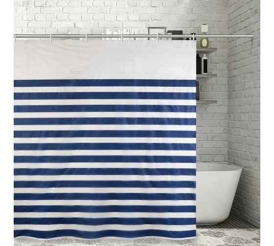 Штора для ванной Доляна Полосы 180х180 см, EVA 4446549 1