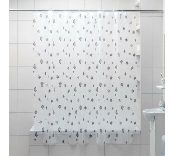 Штора для ванной Доляна Полосатики 180х180 см 5430655 1