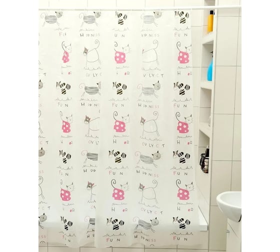 Штора для ванной Доляна Коты 180х180 см, EVA 855936
