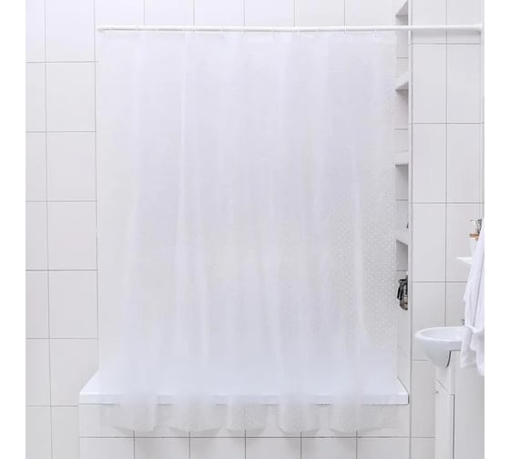 Штора для ванной Доляна Горошек 180х180 см, EVA 4439070 1