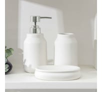 Набор для ванной Доляна Глянец 3 предмета: мыльница, дозатор для мыла, стакан, белый 5459656