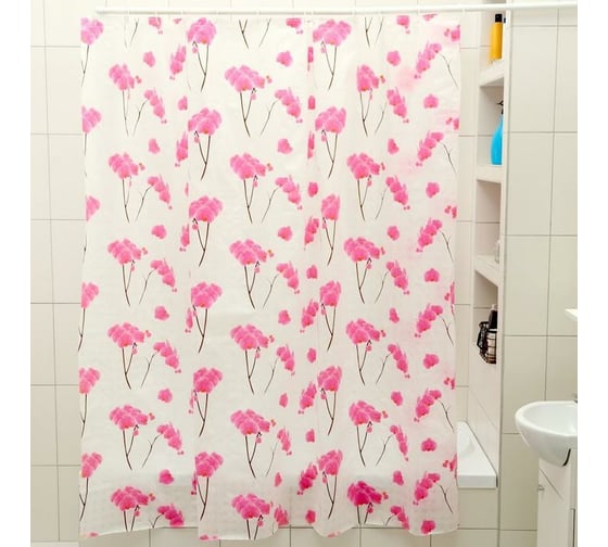 Штора для ванной Доляна Орхидея 180х180 см, EVA 2857238 1