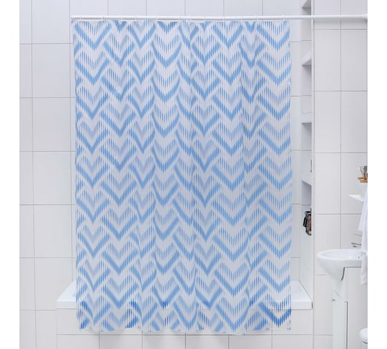 Штора для ванной Доляна Чешуя 180х180 см, EVA, синий 4329976 1