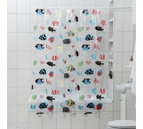Штора для ванной Доляна Рыбки 180х180 см, PVC 4473425