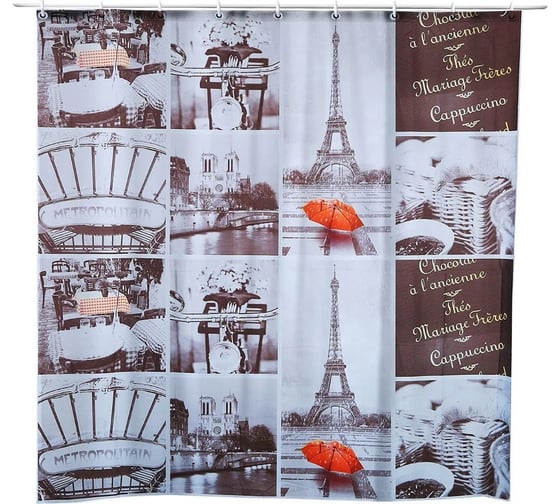 Штора для ванной Доляна Париж ретро 180х180 см, EVA 1516147 1