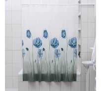 Штора для ванной Доляна Синие маки 180х180 см, EVA 3096010