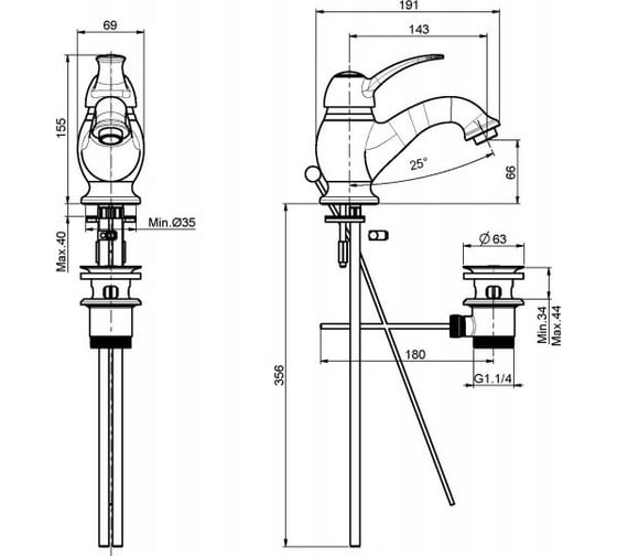 Смеситель на раковину FIMA CARLO FRATTINI LAMP с донным клапаном, цвет бронза F3301BR