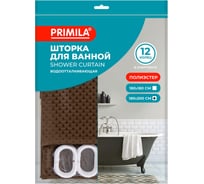 Шторка для ванной PRIMILA ПОЛИЭСТЕР, 180x200см, кольца в комплекте, КОРИЧНЕВЫЙ БРИЛЛИАНТ, 700097