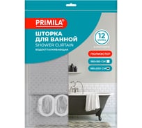 Шторка для ванной PRIMILA ПОЛИЭСТЕР, 180x200см, кольца в комплекте, СЕРЫЙ БРИЛЛИАНТ, 700094