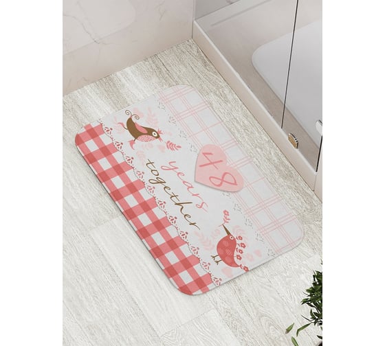 Коврик противоскользящий JoyArty "48 лет вместе" для ванной, сауны, бассейна, bath_7776 1