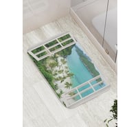 Коврик противоскользящий JoyArty "Окно к островам" для ванной, сауны, бассейна, bath_7779