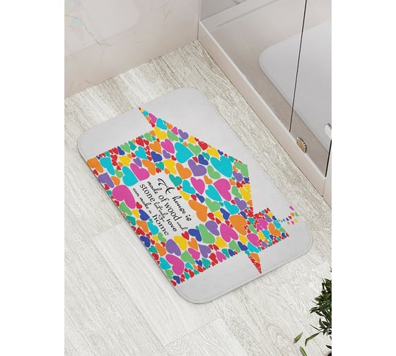Коврик противоскользящий JoyArty "Дом в сердцах" для ванной, сауны, бассейна, bath_7640 1