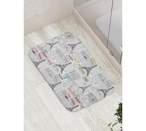 Коврик противоскользящий JoyArty "Парижская газета" для ванной, сауны, бассейна, bath_8396 1