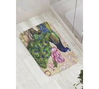 Коврик противоскользящий JoyArty "Павлин в цветах" для ванной, сауны, бассейна, bath_9034