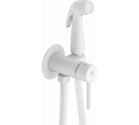 Встраиваемый смеситель с гигиеническим душем Milardo Tidy белый матовый 001WTR0M08