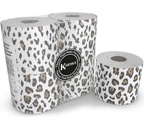 Туалетная бумага World Cart Леопард с рисунком, Kartika Collection, 3 слоя, 4 рулона/200 листов KGLEP-TT-01