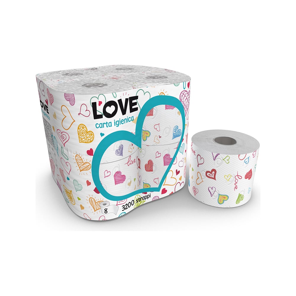 Туалетная бумага World Cart Love с рисунком, Kartika Collection, 3 слоя ...