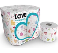 Туалетная бумага World Cart Love с рисунком, Kartika Collection, 3 слоя, 8 рулонов/200 листов KGLOV-TT-01
