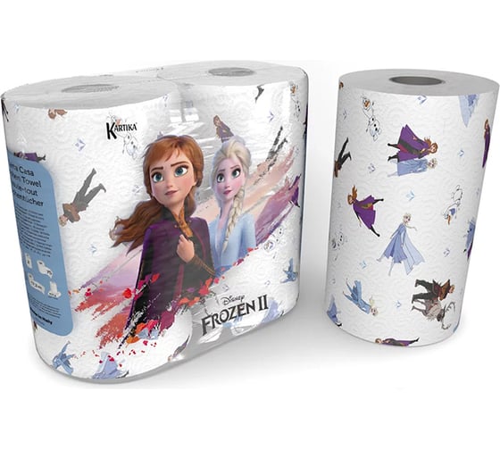 Бумажные полотенца World Cart Холодное Сердце с рисунком, серия Disney, 3 слоя, 2 рулона/75 листов FR2-KT-01 1