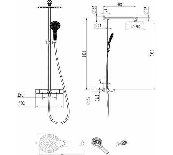 Душевая стойка Villeroy & Boch EMBRACEPLUS хром TVS1083000261