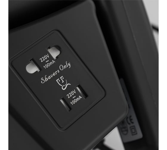 Фен для волос в ванную комнату GFmark с боковым креплением, с розеткой, 1200W, черного цвета 6813