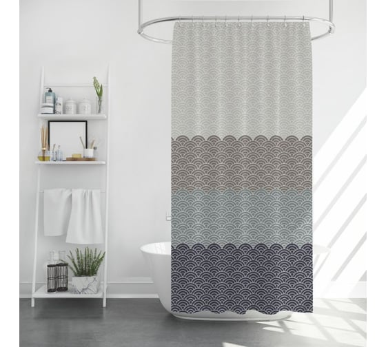 Шторка для ванной PERFECTO LINEA Harmony (12 колец в комплекте), 180x180 см, волны, 36-118118 1