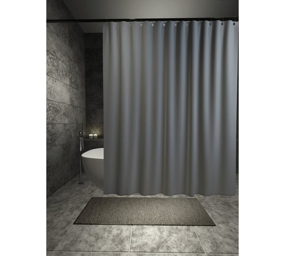 Штора для ванной PRIMANOVA GRAND PREMIUM с утяжелителем 240x200, серый, материал: PLE (ткань полиэстер) DR-60076