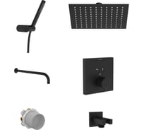 Комплект встраиваемой душевой системы Vitra Square с термостатом на 2 потребителя, мат черн A49310EXP
