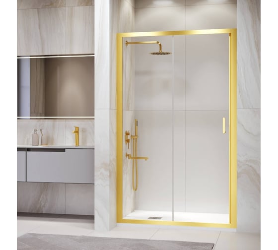 Душевая дверь 180*195 PA-14 Gb Золото браш/Прозрачное/6 мм (EasyClean) RGW 41081418-016 1