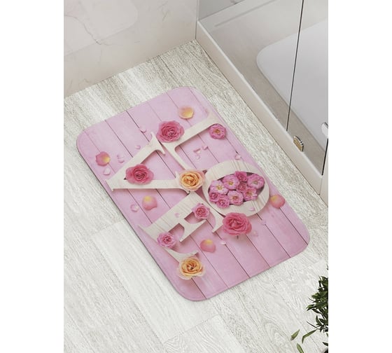 Коврик противоскользящий JoyArty "Любовь и розы" для ванной, сауны, бассейна, bath_35523 1