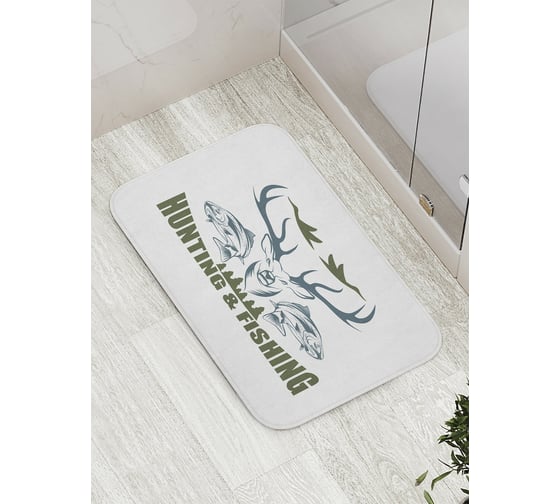 Коврик противоскользящий JoyArty "Общество рыбаков и охотников" для ванной, сауны, бассейна, bath_35801 1