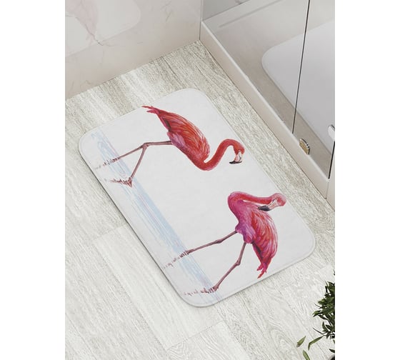 Коврик противоскользящий JoyArty "Парочка фламинго" для ванной, сауны, бассейна, bath_31215 1