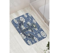 Коврик противоскользящий JoyArty "Якорь и цветы" для ванной, сауны, бассейна, bath_5186