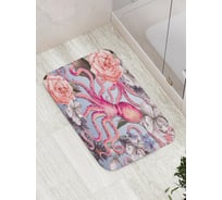 Коврик противоскользящий JoyArty "Красивый осьминог с цветами" для ванной, сауны, бассейна, bath_4699