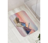 Коврик противоскользящий JoyArty "Ленивец и корабль" для ванной, сауны, бассейна, bath_5280