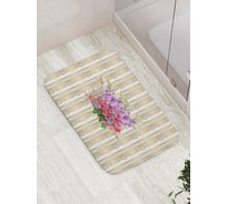 Коврик противоскользящий JoyArty "Золотые полосы с букетом" для ванной, сауны, бассейна, bath_4850