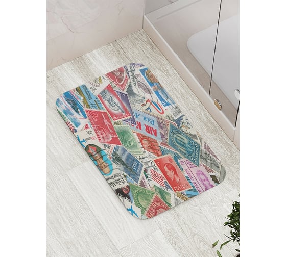 Коврик противоскользящий JoyArty "Почтовые марки" для ванной, сауны, бассейна, bath_4630 1