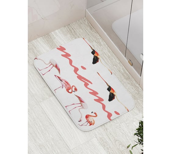 Коврик противоскользящий JoyArty "Розовые фламинго" для ванной, сауны, бассейна, bath_5295 1
